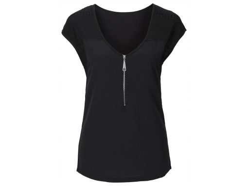 B.P.C bluzka czarna z koronką i z zamkiem 44/46.