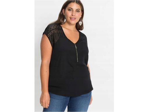 B.P.C bluzka czarna z koronką i z zamkiem 44/46.