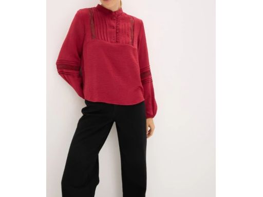 B.P.C bluzka koszulowa bordowa z koronką r.42