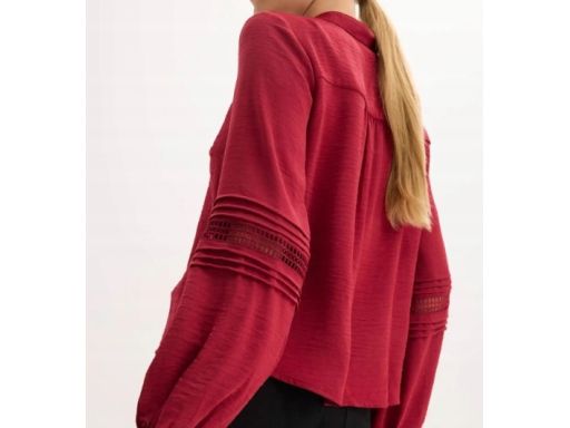 B.P.C bluzka koszulowa bordowa z koronką r.42