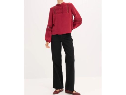 B.P.C bluzka koszulowa bordowa z koronką r.42