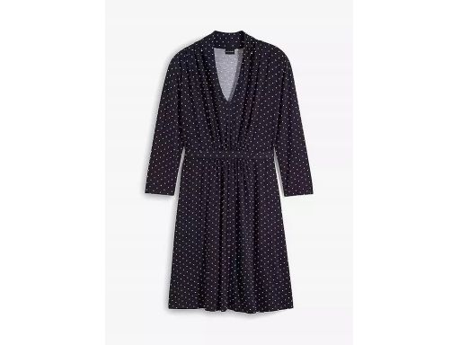 B.P.C granatowa sukienka w białe groszki rozkloszowana ^44/46