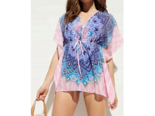 B.P.C sukienka plażowa tunika szyfonowa we wzory ^48/50