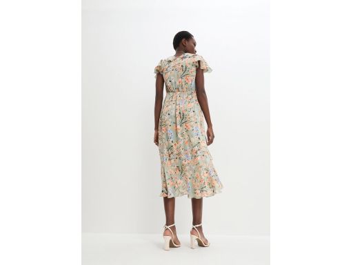 B.P.C asymetryczna zielona sukienka w kwiaty r.46