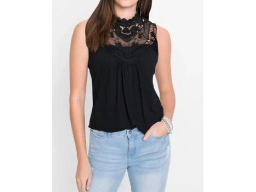 B.P.C top czarny z koronką ^32/34