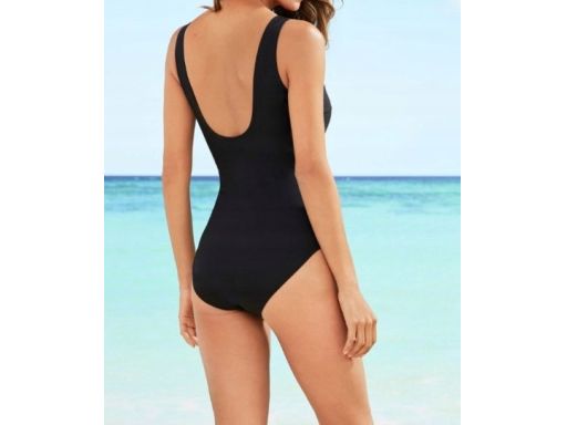 B.P.C czarny kostium kąpielowy ze wstawkami srebrno-złotymi r.38