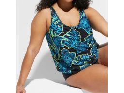 B.P.C czarne tankini w kolorowe kwiaty z figami 52.