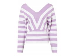 B.P.C krótki sweter biało-fioletowy w paski r.40/42