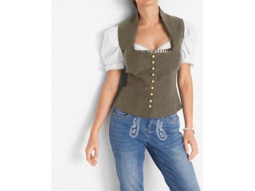 B.P.C Kamizelka zielona w stylu ludowym 56