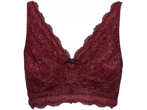 B.P.C biustonosz miękki koronkowy bordowy ze złotą nitką 105D