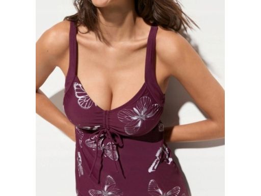 B.P.C długie tankini jagodowe w motyle z figami ^42