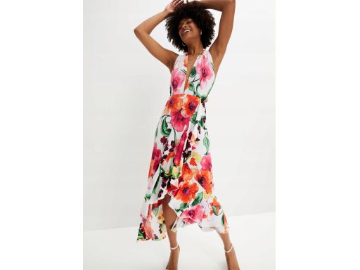 B.P.C sukienka letnia w kwiaty wiązana na szyi r.32/34