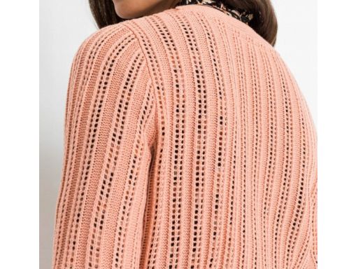 B.P.C pudrowy róż sweterek kopertowy ażurowy r.44/46