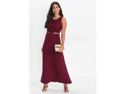 B.P.C. sukienka długa bordowa z koronką r.38