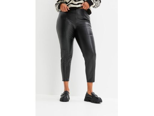 B.P.C spodnie 7/8 czarne z eko skóry 48.