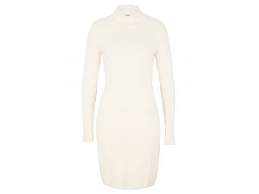 B.P.C dzianinowa sukienka ze stójką kremowa ołówkowa r.44/46
