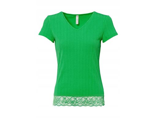 B.P.C t-shirt zielony z koronką r.36/38