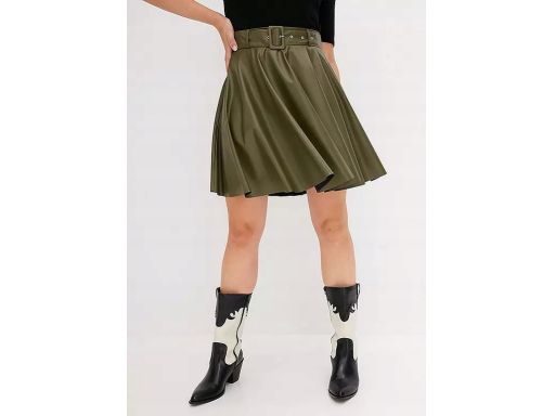 B.P.C spódnica eko skóra oliwkowa z paskiem r.50