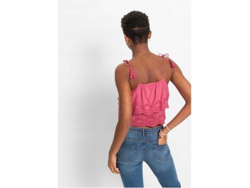 B.P.C top koralowy wiskoza z haftem ażurowym 44.