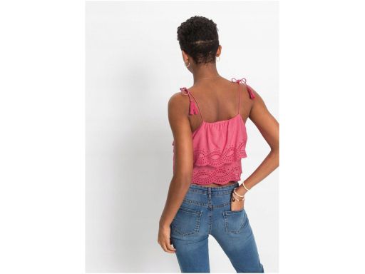 B.P.C top koralowy wiskoza z haftem ażurowym 44.