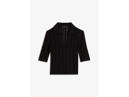 B.P.C czarny sweter ażurowy polo r.44/46