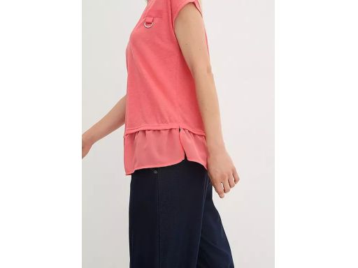 B.P.C bluzka dzianinowa koralowa z warstwą szyfonową r.44/46