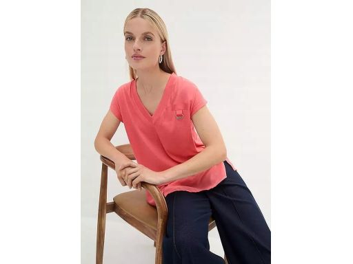 B.P.C bluzka dzianinowa koralowa z warstwą szyfonową r.44/46