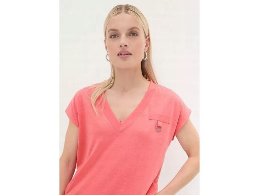 B.P.C bluzka dzianinowa koralowa z warstwą szyfonową r.44/46