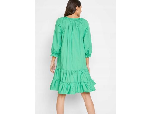 B.P.C bawełniana sukienka zielona z falbanami 50.