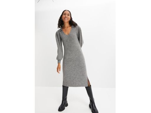 B.P.C szara dzianinowa sukienka kołnierzyk 48/50.