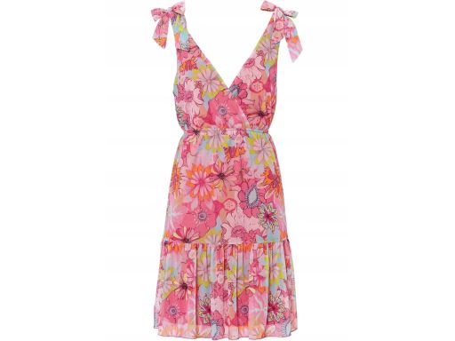 B.P.C. różowa letnia sukienka w kwiaty z siateczki 36/38.