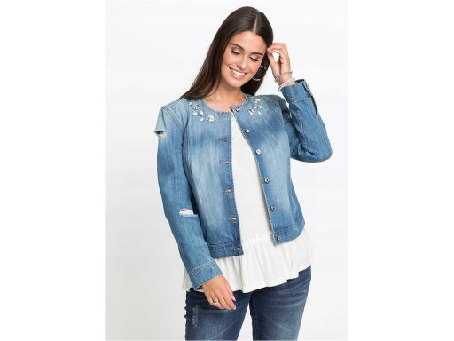 AE8966 kurtka jeansowa z kamieniami r.36