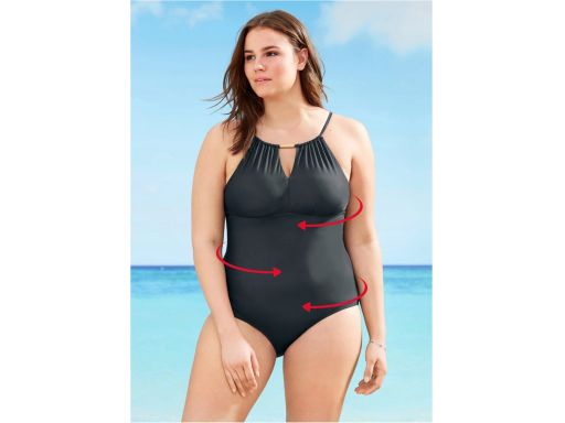 B.P.C modelujący kostium kąpielowy czarny eksluzywny z złotym dodatkie