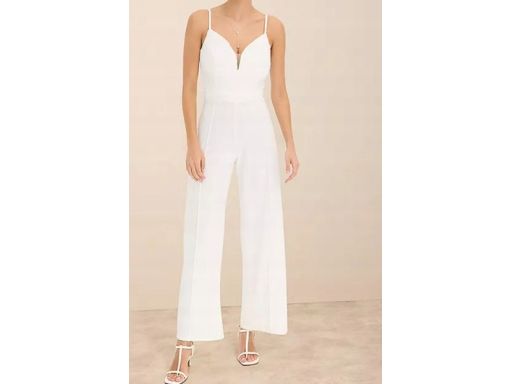 B.P.C kombinezon biały z koronką na cienkie ramiączka ^38