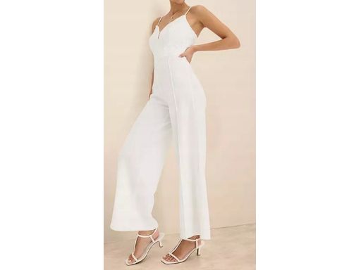 B.P.C kombinezon biały z koronką na cienkie ramiączka ^38