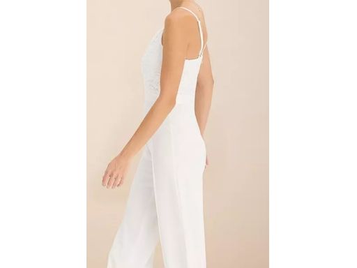 B.P.C kombinezon biały z koronką na cienkie ramiączka ^38