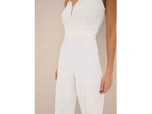 B.P.C kombinezon biały z koronką na cienkie ramiączka ^38