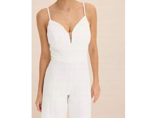 B.P.C kombinezon biały z koronką na cienkie ramiączka ^38
