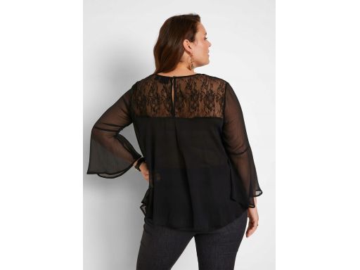 B.P.C Czarna bluzka szyfonowa z koronką ^38