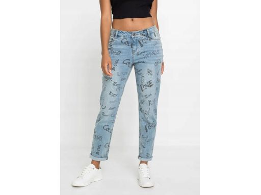 B.P.C jeansy modne boyfriend z napisami ^34