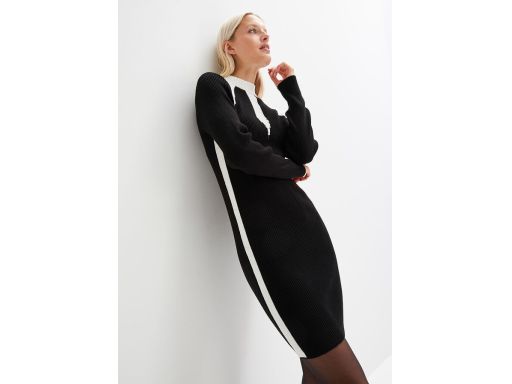 B.P.C sukienka dzianinowa czarno-biała prążek 40/42.