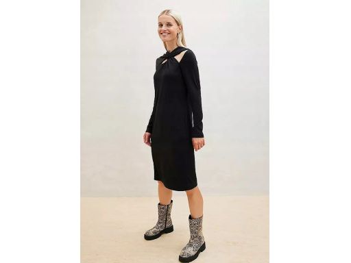 B.P.C czarna sukienka midi z wycięciami r.36/38