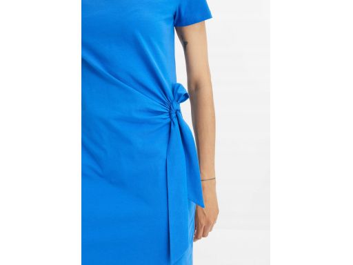 B.P.C sukienka shirtowa niebieska midi z marszczeniem i rozcięciem ^32