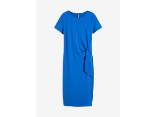 B.P.C sukienka shirtowa niebieska midi z marszczeniem i rozcięciem ^32