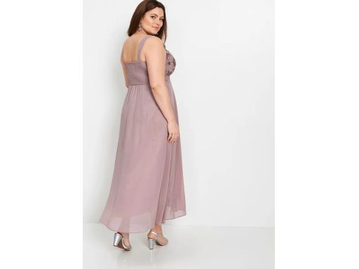 B.P.C sukienka szyfonowa długa pudrowy róż z cekinami 40.