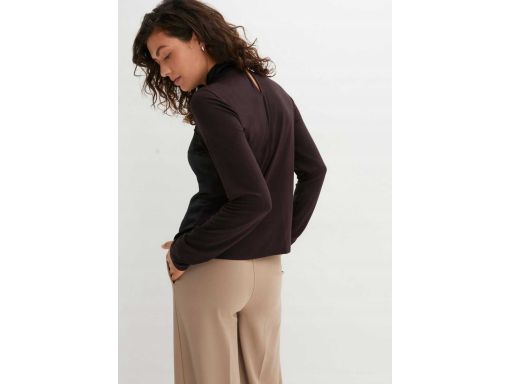 B.P.C czarna bluzka satynowa z marszczeniem 36/38.