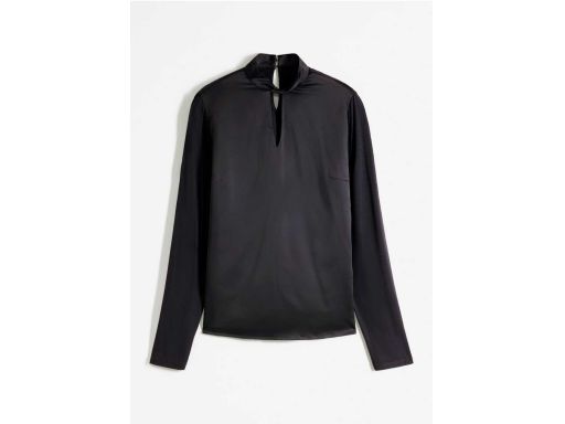 B.P.C czarna bluzka satynowa z marszczeniem 36/38.