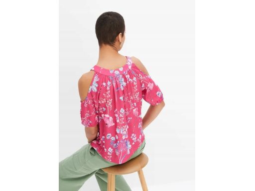 B.P.C różowa bluzka z nadrukiem odkryte ramiona r.40/42