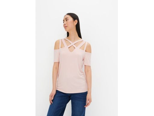 B.P.C t-shirt różowy z wycięciami odkryte ramiona r.44/46