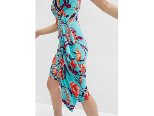 B.P.C sukienka wzorzysta dżersejowa z marszczeniem 36/38.